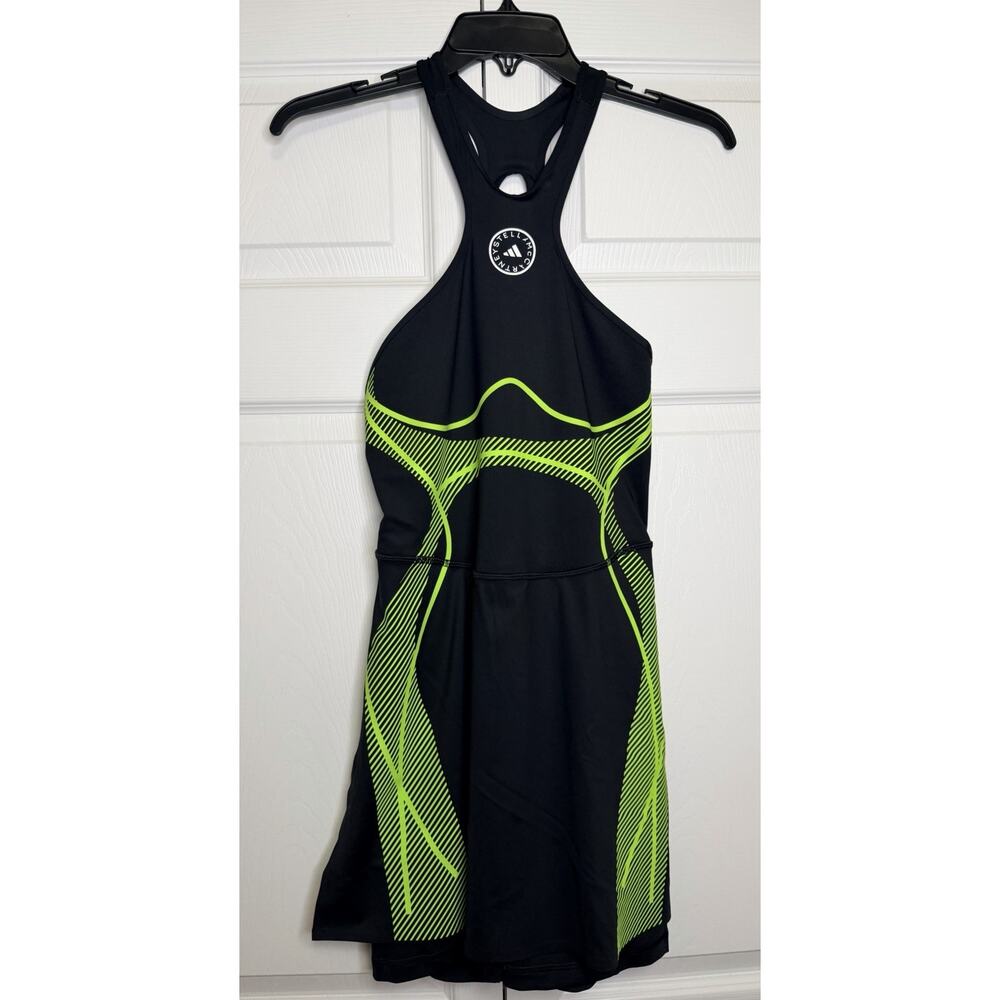 Adidas Stella McCartney TruePace Running Leotard Dress Shorts Size S Black Green